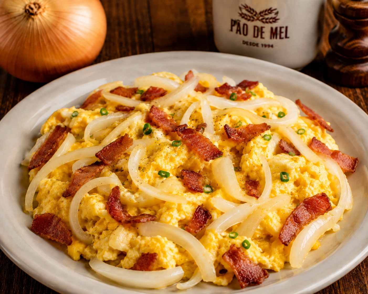 Ovos mexidos com bacon