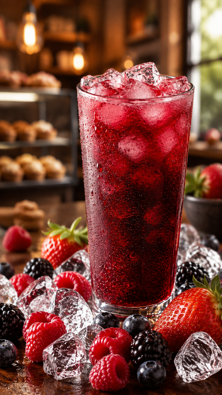 Suco frutas vermelhas copo
