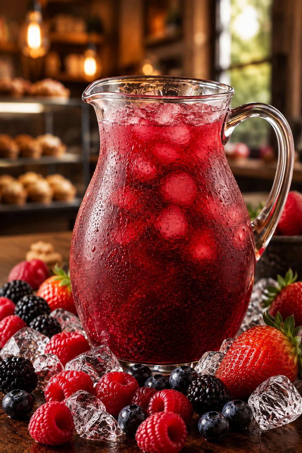 Suco frutas vermelhas jarra