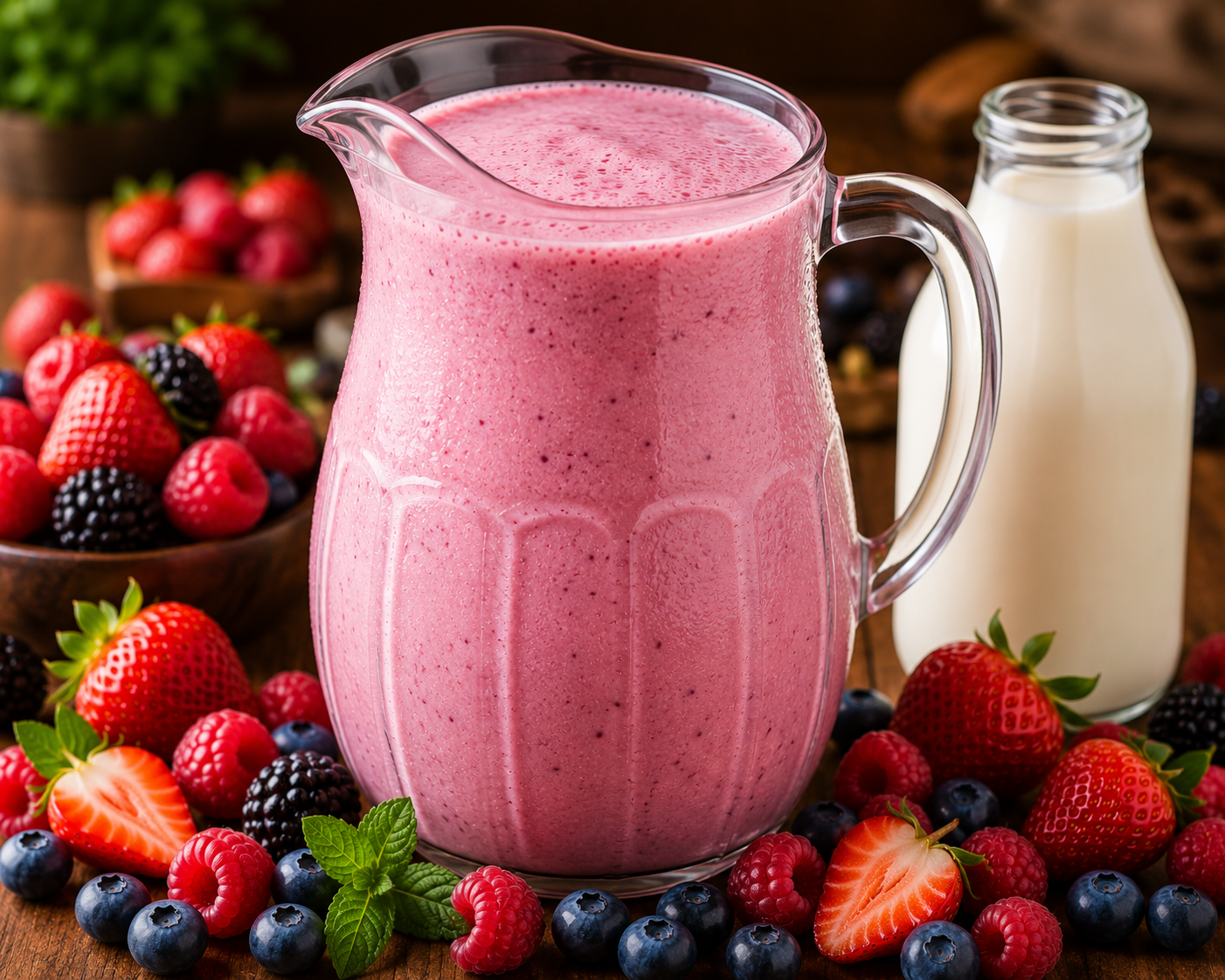 Vitamina frutas vermelhas jarra